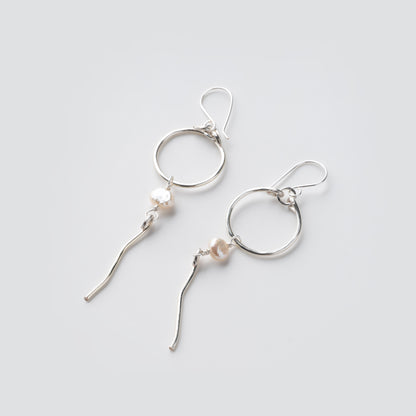 Wavy Pearl Drop Earrings