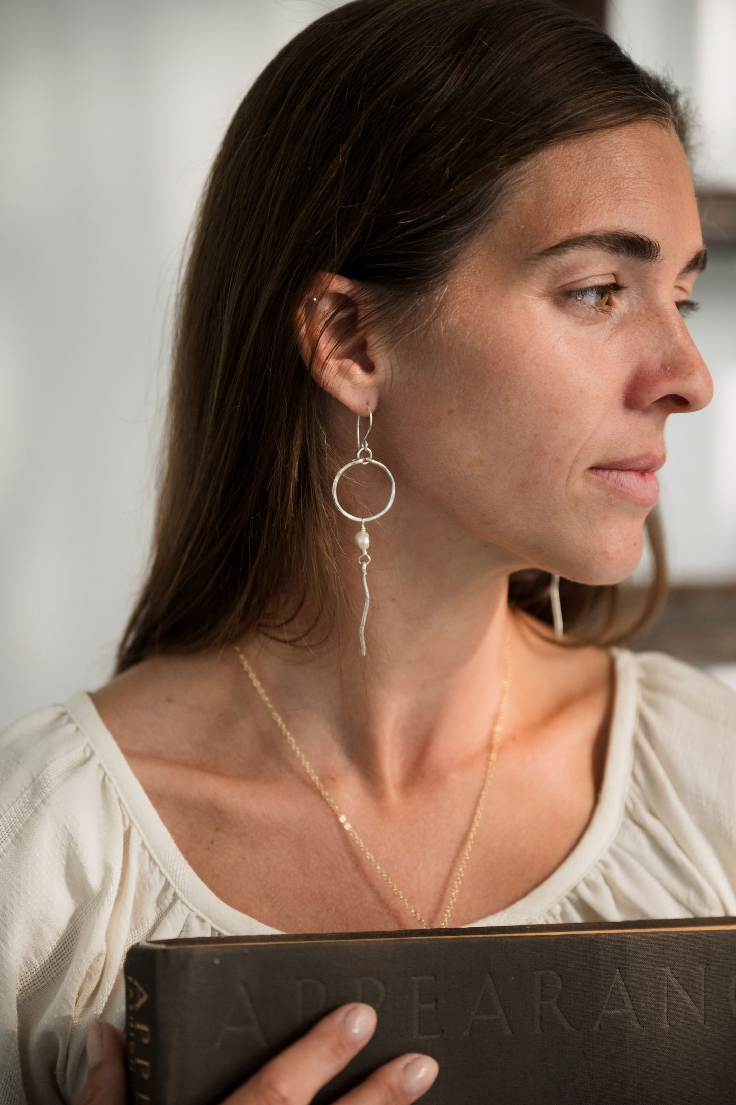 Wavy Pearl Drop Earrings