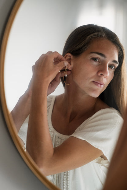 Hammered Crescent Pearl Earrings