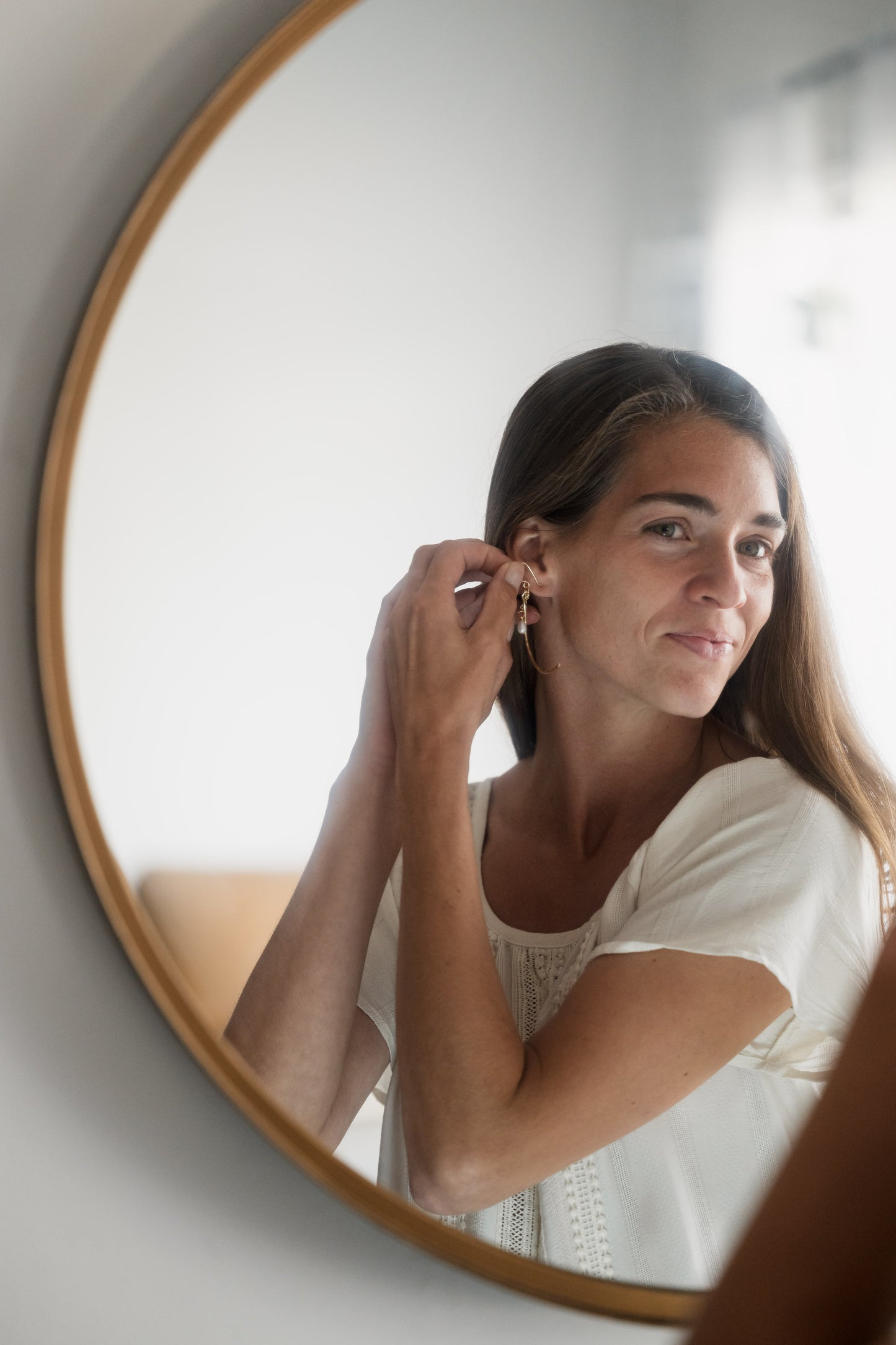 Hammered Crescent Pearl Earrings