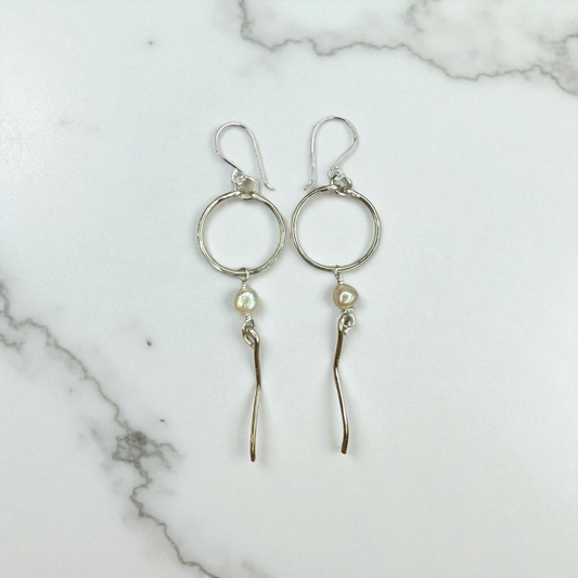 Wavy Pearl Drop Earrings