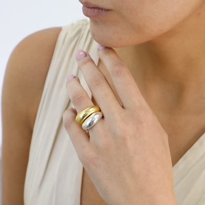 Mixed Metal Dome Rings